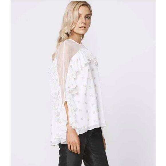 Stevie May Cosmic Currents Gold Embroidery Starry White Top M - Picture 4 of 10